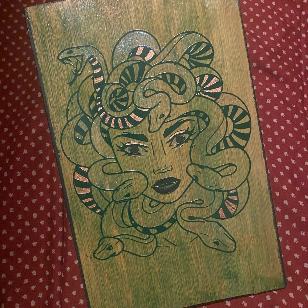 Hand Made Medusa Altar Plaque/Tarot Card Tray